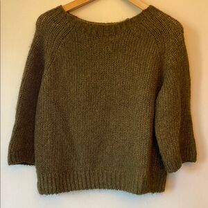 Toast Olive Green with Metallic Thread Women's Sweater size Small